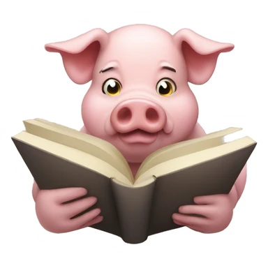 pig reading a book sticker