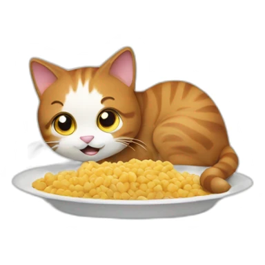 a cat eating food sticker