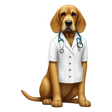 Full body White and gold bloodhound as a doctor in medical mask with JJC monogram. sticker