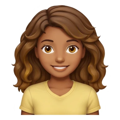  a kinda brown skin girl with brown wavy hair with highlights with brown eyes with a light yellow shirt sticker