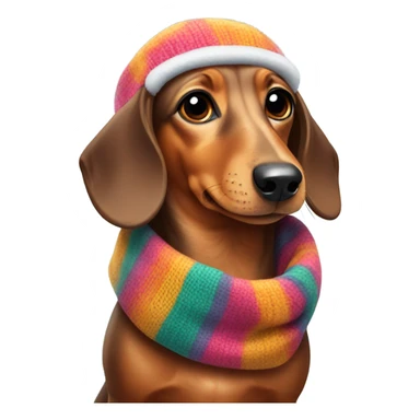 Frozen dachshund in winter clothes sticker
