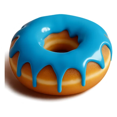 Change the glaze of the donut to a vibrant blue color, keep the donut realistic with soft lighting, transparent background. sticker
