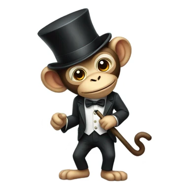 Monkey with a top hat in a suit with a cane sticker