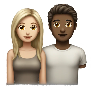 Dark brown hair girl dirty blonde boy couple sticker