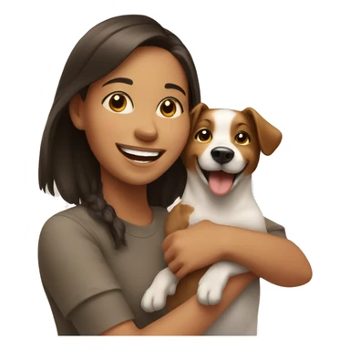 happy girl with dog indoors sticker