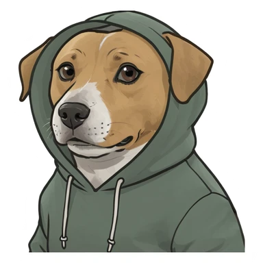 dog wearing a hoodie sticker