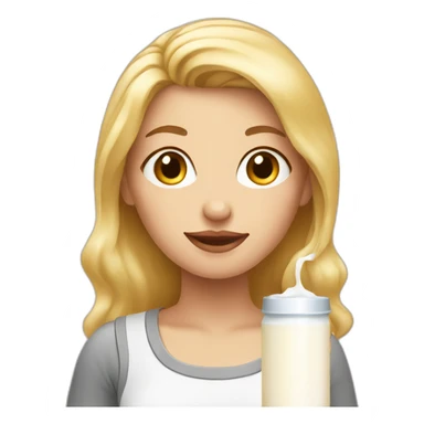 blonde woman holding milk sticker