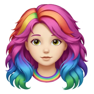 Young woman, fluffy voluminous hair in rainbow colors sticker