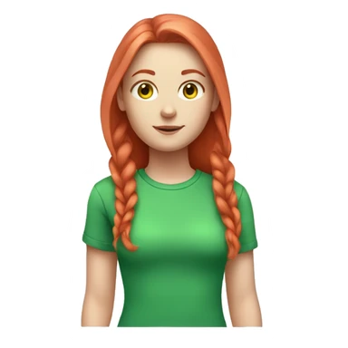 a white-skinned girl with long red hair and green eyes in a pink T-shirt sticker