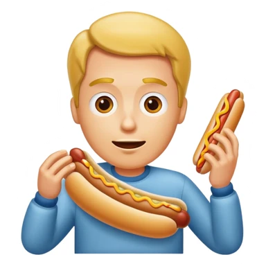 man eating a hot dog sticker