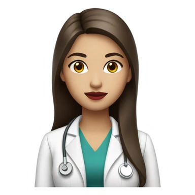 pretty Female doctor long straight brown hair amber eyes and red lips  sticker