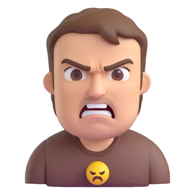middle-aged man with short brown hair and angry expression, 3D emoji style sticker