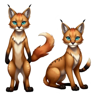 Vibrant dark edgy gothic Falvie-Fionbri-Bobcat-Caracal-creature-sparkle-feline-fursona, full body sticker