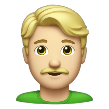 Guy with blonde hair and a mustache and green eyes sticker