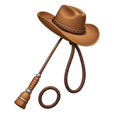 cowboy whip object icon, coiled leather whip, wooden handle, western style, 3D cartoon, mobile game icon style, centered, clean background, soft shadow, no text, no watermark
 sticker