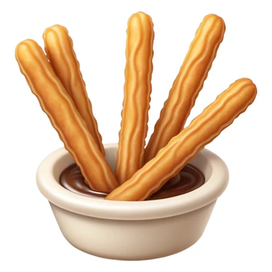 Cinematic Realistic Churros Dessert Emoji, showcasing crispy, golden-brown fried dough sticks dusted with sugar rendered with lifelike detail and warm, inviting lighting. sticker