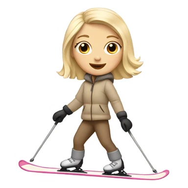 blond girl on a beige skis sticker