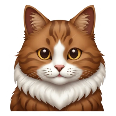 Brown cat with a white heart sticker