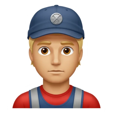 Homme fort blond  casquette sticker