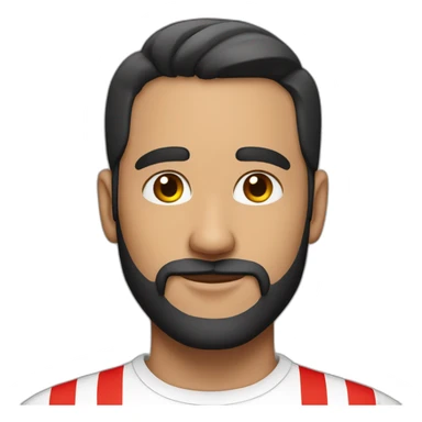 A latin man 30 years old with a beard wearing a white shirt with vertical stripes in red, white and black sticker