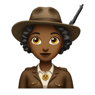 Brown vintage gun girl sticker