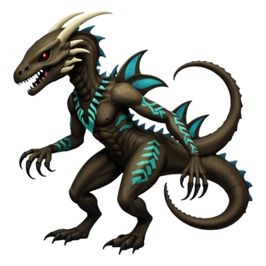  Venom-Fionbri-Vernid-Marowak-Salandit-Xenomorph-hybrid-fantasy-creature (full body) with tribal markings and glowing patterns and scales sticker