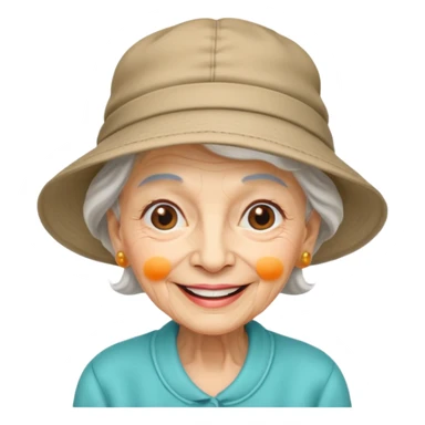 elderly women with hats with cap sticker