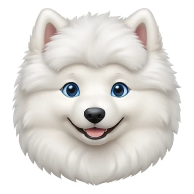 fluffy white Samoyed dog with blue eyes, smiling sticker