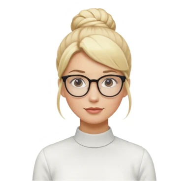 Blonde Women with Bun, Office Woman – tight blonde high bun, glasses, white blouse, confident look. sticker