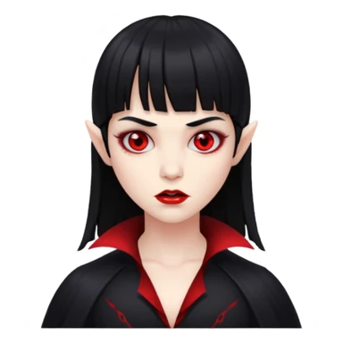 quero a foto de uma vampira com franja de cabelo preto sticker