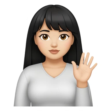 Latina girl with bangs black long hair plus size with raised hand sticker