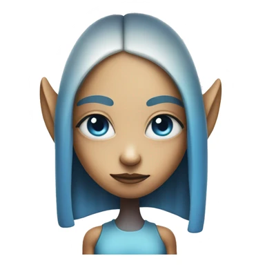 alien girl with crossed arms with orangish face and white and blue horns sticker