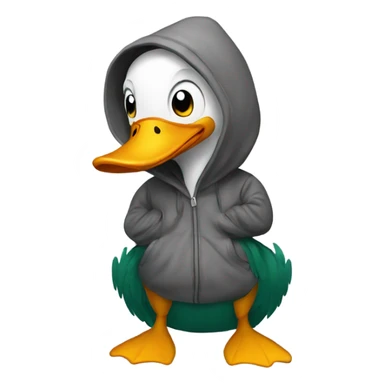 Duck wearing a hoodie sticker
