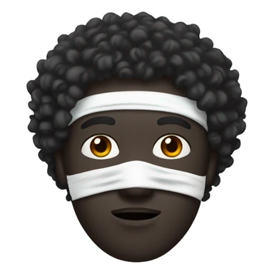 A man with black skin and curly hair wearing a white mask
 sticker