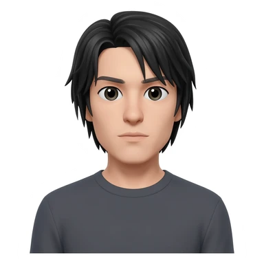 white, male, tall, skinny, slightly long black hair sticker