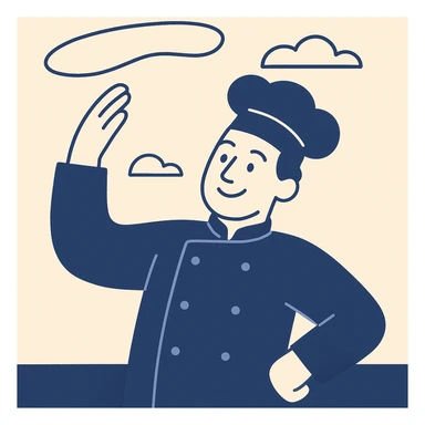 smiling Italian chef spinning pizza dough sticker