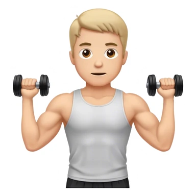 man shrugging shoulders up, and holding dumbbells by his body side sticker
