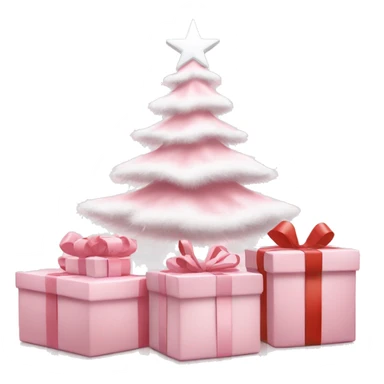 Light pink Christmas gifts under a white Christmas tree  sticker