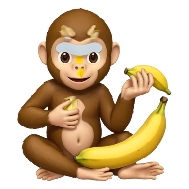 Curious George monkey peeling a banana sticker