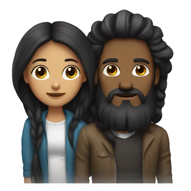 Black long hair girl with a man with black beard and a bit darker  sticker