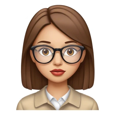Brown straight haired girl with pretty lips and glasses sticker