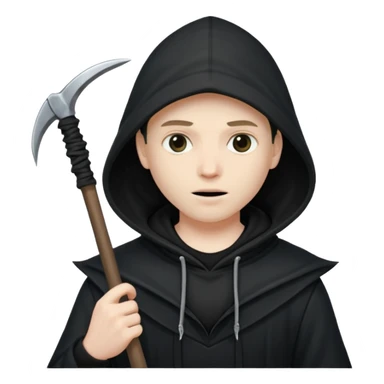 skull head, black hood, scythe sticker