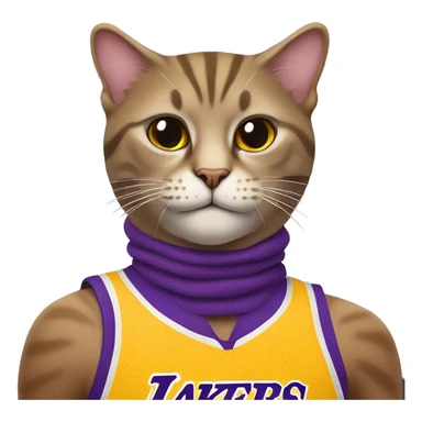 Cat wearing lakers jersey doing a side eye sticker