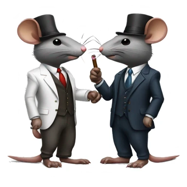 2 rats in mafia suits with cigars shaking hands after a business deal  sticker