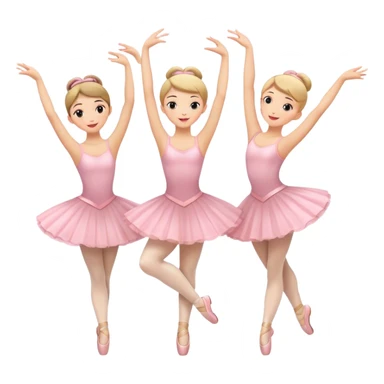 3 Ballerinas twirling with their arms up in the air. sticker