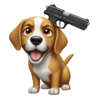 Dog pointing fake gun his owner sticker
