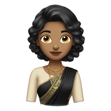 Light skin black hair girl wearing black saree sticker