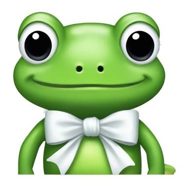 cute green frog white bow  sticker