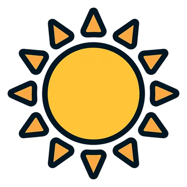 minimalist sun icon with thin colored outline and no face sticker