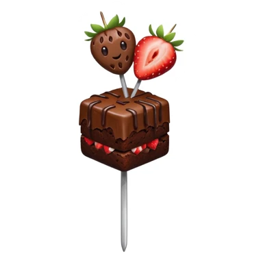 brownies and strawberries on a skewer sticker